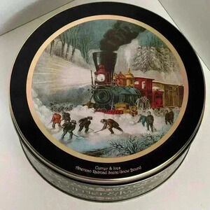 1996 Schwan’s  limited Holiday edition Christmas tin with Currier and Ives print